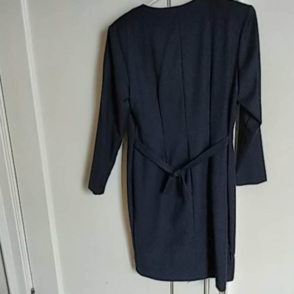 Navy blue wool dress with embroidery, size 10 - Picture 3 of 3